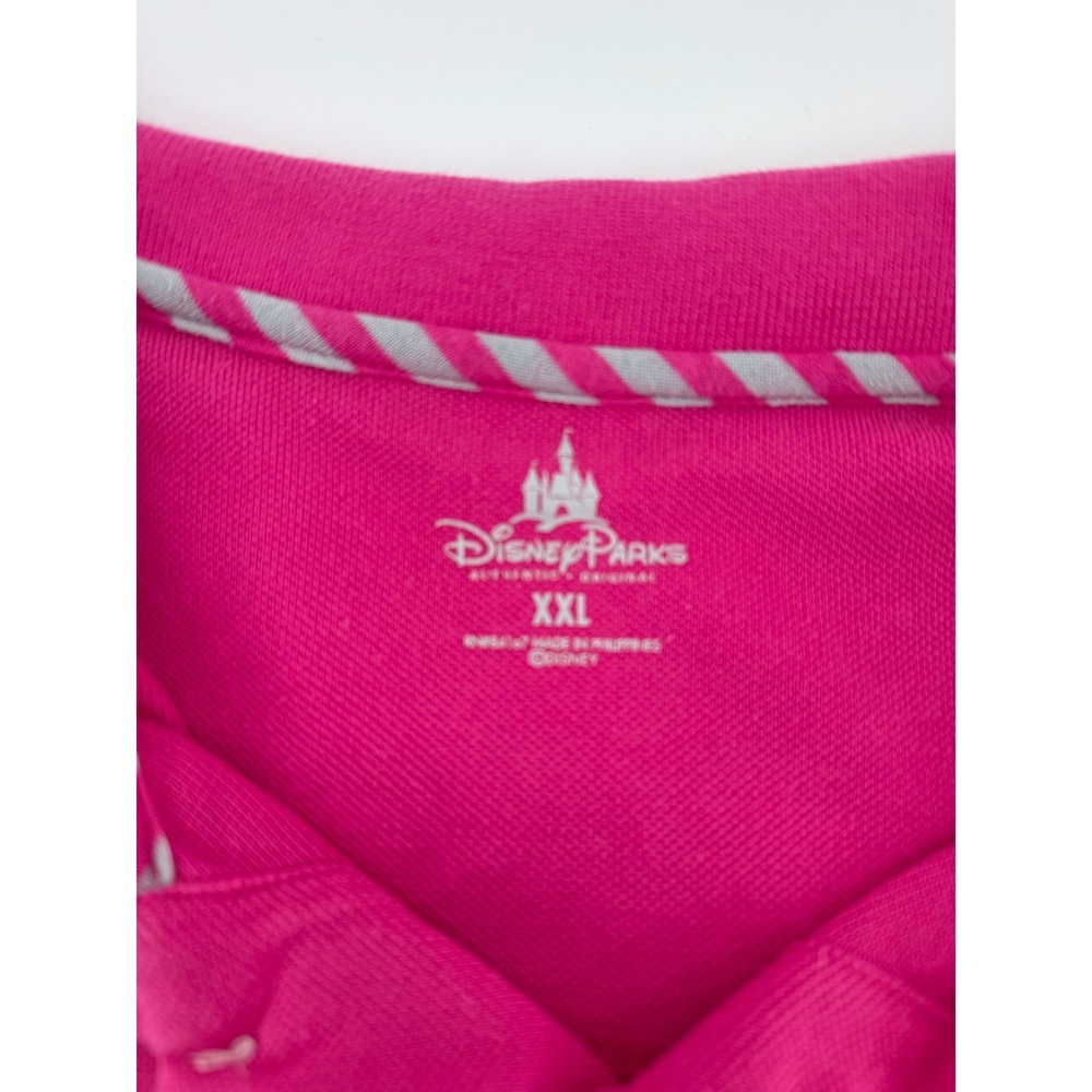 Disney Parks Mickey Mouse Polo XXL Cotton Pink Embroidered Pique Mens‎ Shirt - Picture 3 of 8